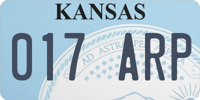 KS license plate 017ARP
