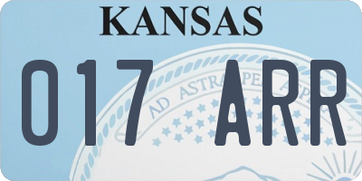 KS license plate 017ARR