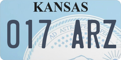 KS license plate 017ARZ