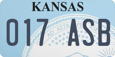 KS license plate 017ASB