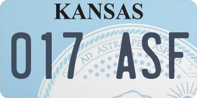 KS license plate 017ASF