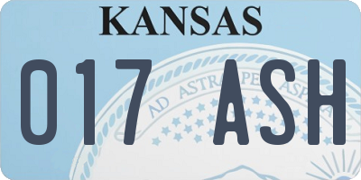 KS license plate 017ASH
