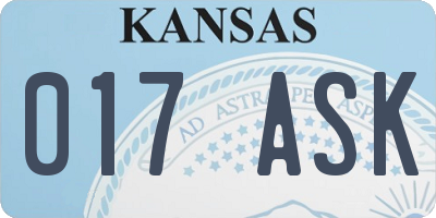 KS license plate 017ASK