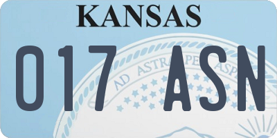 KS license plate 017ASN