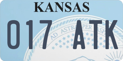 KS license plate 017ATK