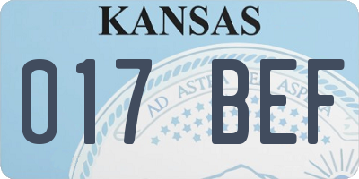 KS license plate 017BEF