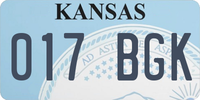 KS license plate 017BGK