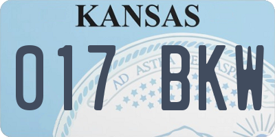 KS license plate 017BKW