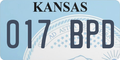 KS license plate 017BPD