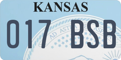 KS license plate 017BSB