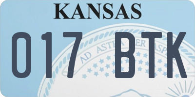 KS license plate 017BTK