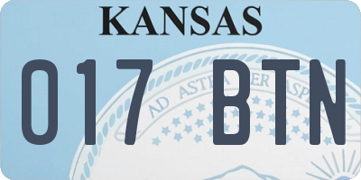 KS license plate 017BTN