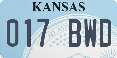 KS license plate 017BWD