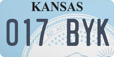 KS license plate 017BYK