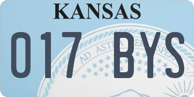 KS license plate 017BYS