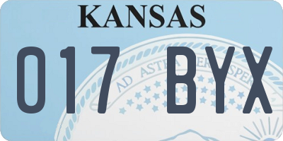 KS license plate 017BYX
