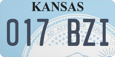 KS license plate 017BZI