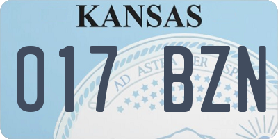 KS license plate 017BZN