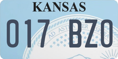 KS license plate 017BZO
