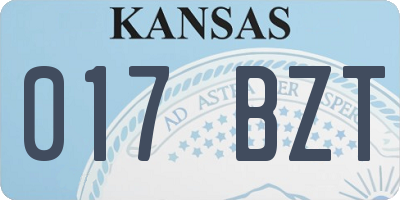 KS license plate 017BZT