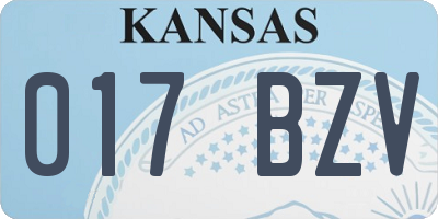 KS license plate 017BZV