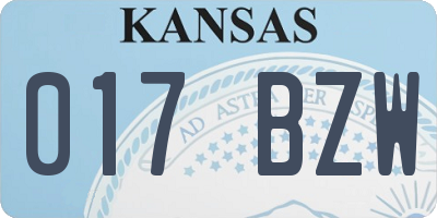 KS license plate 017BZW
