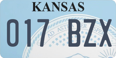 KS license plate 017BZX