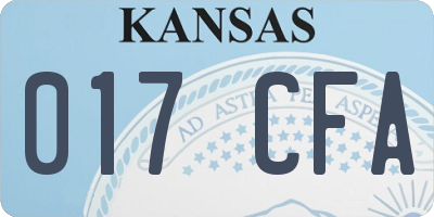 KS license plate 017CFA