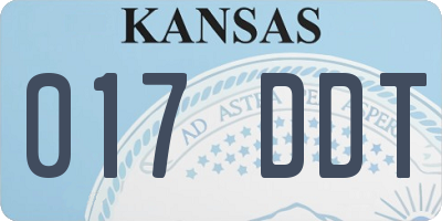 KS license plate 017DDT