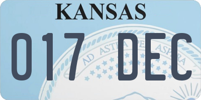 KS license plate 017DEC