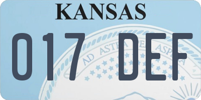 KS license plate 017DEF