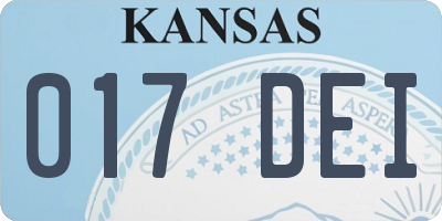 KS license plate 017DEI