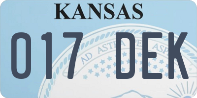 KS license plate 017DEK