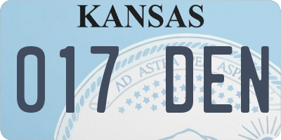 KS license plate 017DEN
