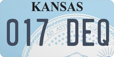 KS license plate 017DEQ
