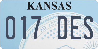 KS license plate 017DES