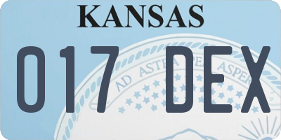 KS license plate 017DEX