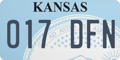 KS license plate 017DFN