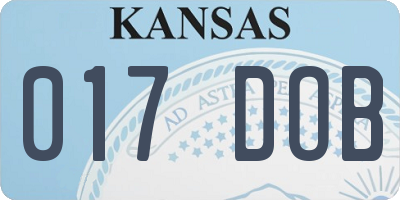 KS license plate 017DOB
