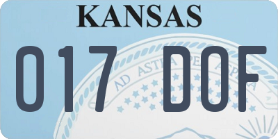 KS license plate 017DOF
