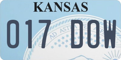 KS license plate 017DOW