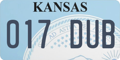 KS license plate 017DUB