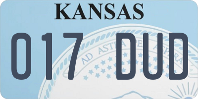 KS license plate 017DUD