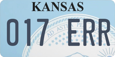 KS license plate 017ERR