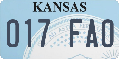 KS license plate 017FAO