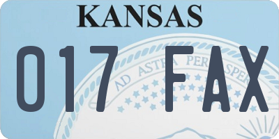 KS license plate 017FAX