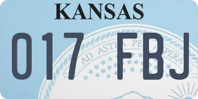 KS license plate 017FBJ