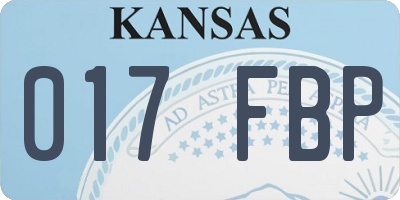 KS license plate 017FBP