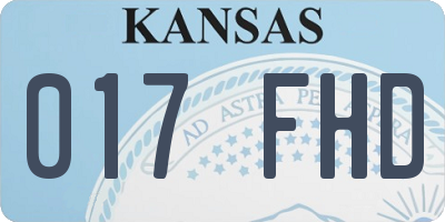 KS license plate 017FHD