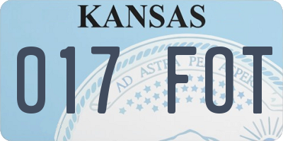 KS license plate 017FOT